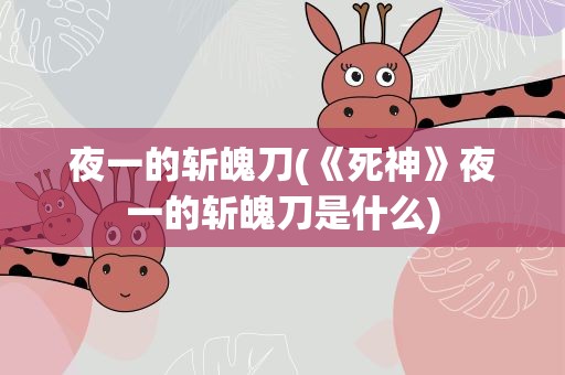 夜一的斩魄刀(《死神》夜一的斩魄刀是什么)