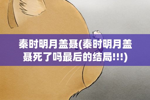秦时明月盖聂(秦时明月盖聂死了吗最后的结局!!!)