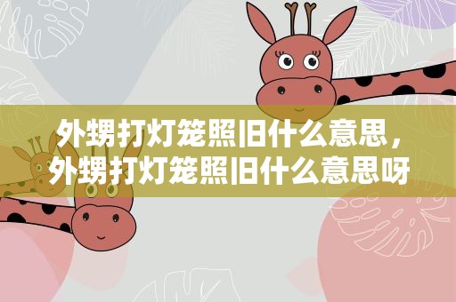 外甥打灯笼照旧什么意思，外甥打灯笼照旧什么意思呀