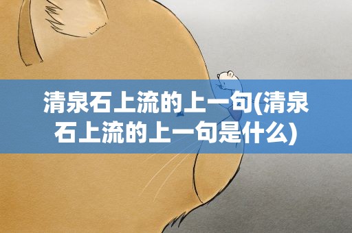 清泉石上流的上一句(清泉石上流的上一句是什么)