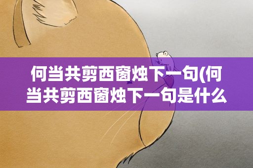 何当共剪西窗烛下一句(何当共剪西窗烛下一句是什么)