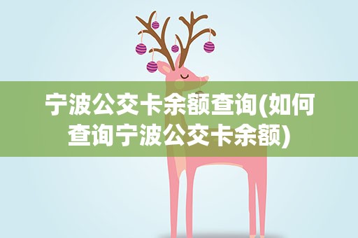 宁波公交卡余额查询(如何查询宁波公交卡余额)