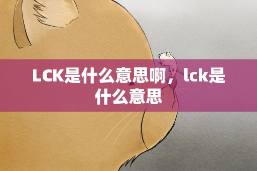 LCK是什么意思啊，lck是什么意思