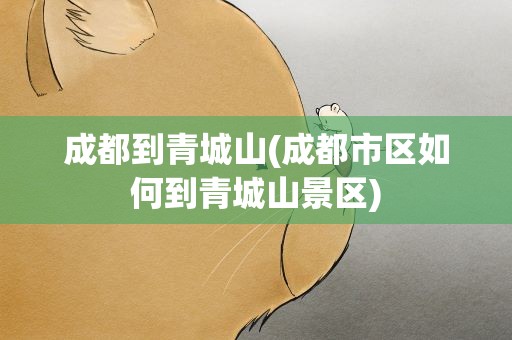 成都到青城山(成都市区如何到青城山景区)