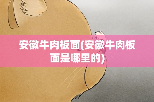 安徽牛肉板面(安徽牛肉板面是哪里的)