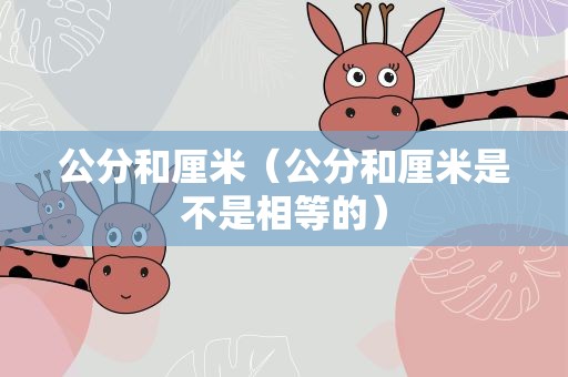 公分和厘米（公分和厘米是不是相等的）