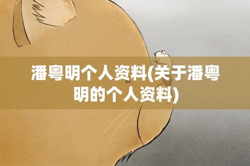 潘粤明个人资料(关于潘粤明的个人资料)