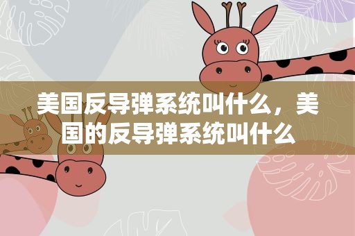 美国反导弹系统叫什么，美国的反导弹系统叫什么