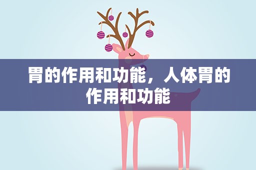 胃的作用和功能，人体胃的作用和功能