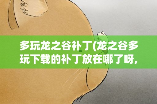 多玩龙之谷补丁(龙之谷多玩下载的补丁放在哪了呀,找不到。急急急急急急)