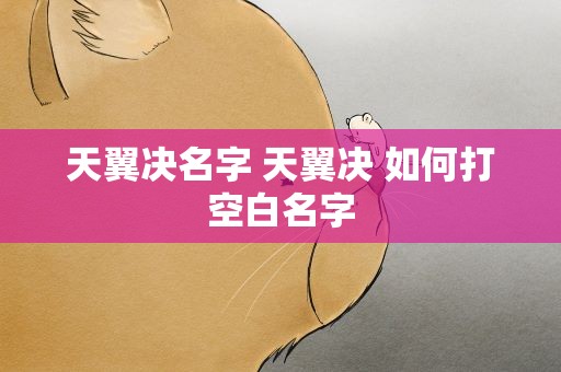 天翼决名字 天翼决 如何打空白名字