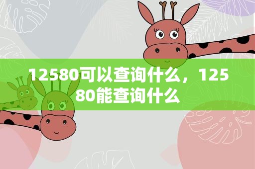 12580可以查询什么，12580能查询什么