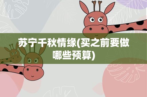苏宁千秋情缘(买之前要做哪些预算)