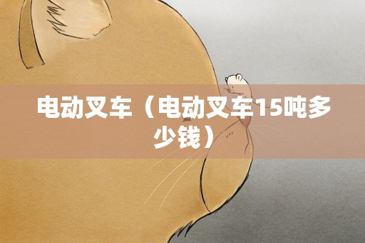 电动叉车（电动叉车15吨多少钱）