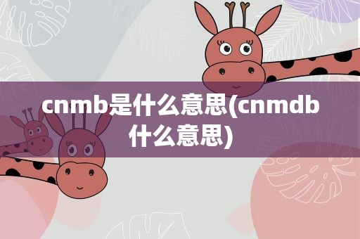 cnmb是什么意思(cnmdb什么意思)
