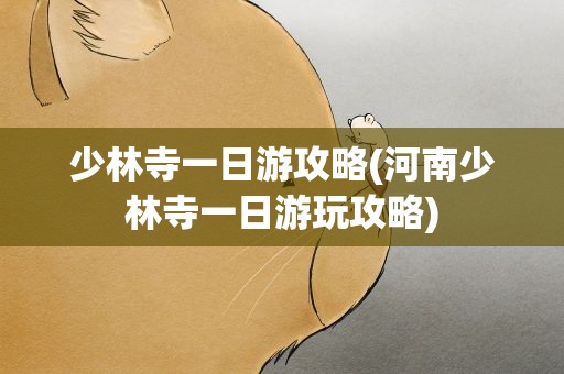 少林寺一日游攻略(河南少林寺一日游玩攻略)