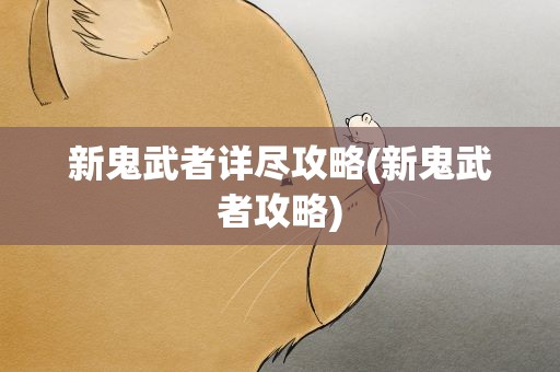 新鬼武者详尽攻略(新鬼武者攻略)