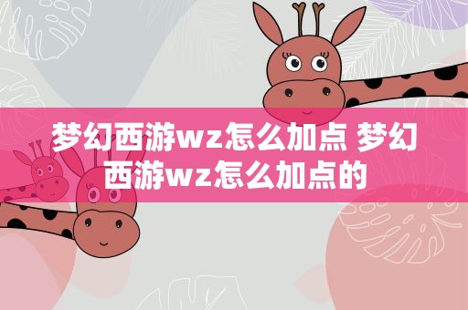 梦幻西游wz怎么加点 梦幻西游wz怎么加点的