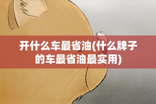 开什么车最省油(什么牌子的车最省油最实用)