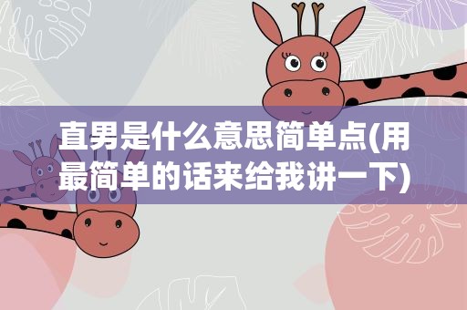 直男是什么意思简单点(用最简单的话来给我讲一下)