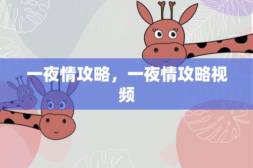 一夜情攻略，一夜情攻略视频