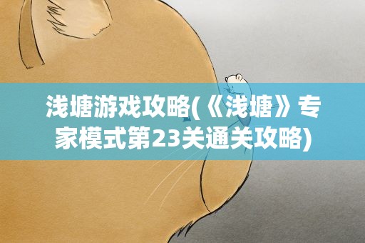 浅塘游戏攻略(《浅塘》专家模式第23关通关攻略)