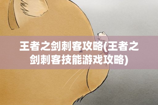 王者之剑刺客攻略(王者之剑刺客技能游戏攻略)
