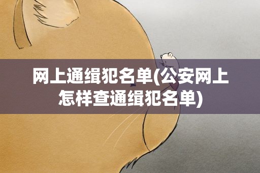 网上通缉犯名单(公安网上怎样查通缉犯名单)