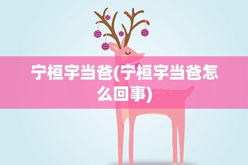 宁桓宇当爸(宁桓宇当爸怎么回事)
