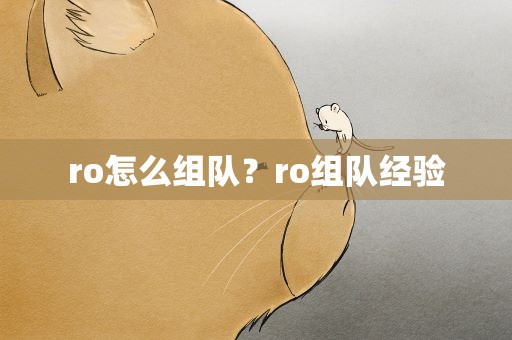 ro怎么组队？ro组队经验
