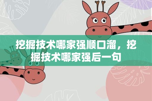 挖掘技术哪家强顺口溜，挖掘技术哪家强后一句