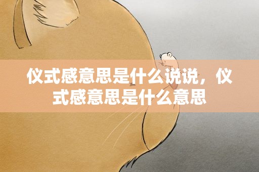 仪式感意思是什么说说，仪式感意思是什么意思
