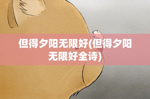 但得夕阳无限好(但得夕阳无限好全诗)