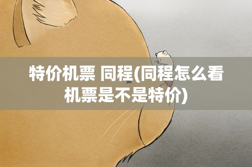 特价机票 同程(同程怎么看机票是不是特价)