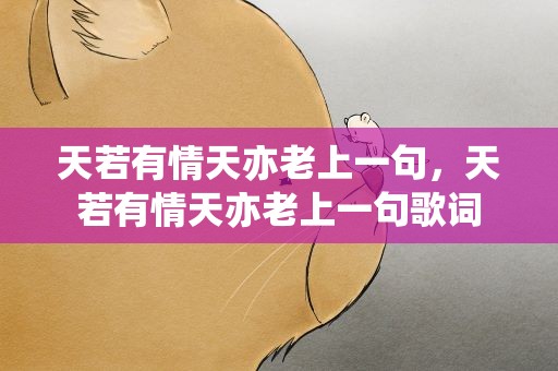 天若有情天亦老上一句，天若有情天亦老上一句歌词