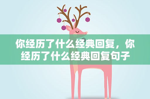你经历了什么经典回复，你经历了什么经典回复句子