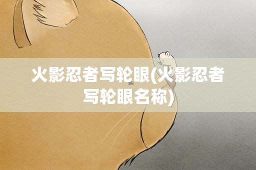火影忍者写轮眼(火影忍者写轮眼名称)