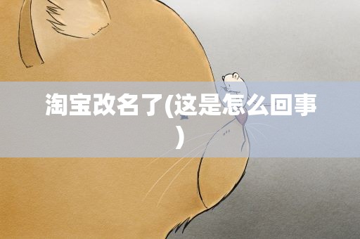 淘宝改名了(这是怎么回事)