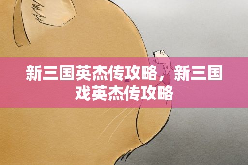 新三国英杰传攻略，新三国戏英杰传攻略