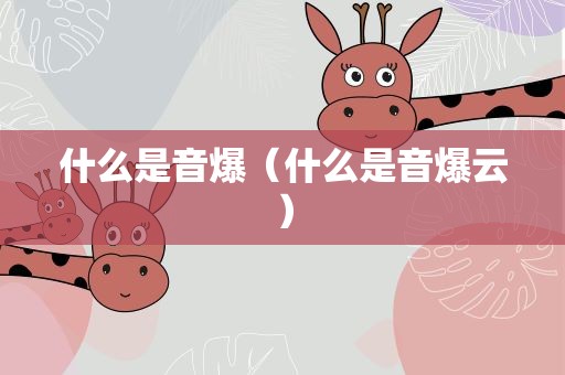 什么是音爆（什么是音爆云）