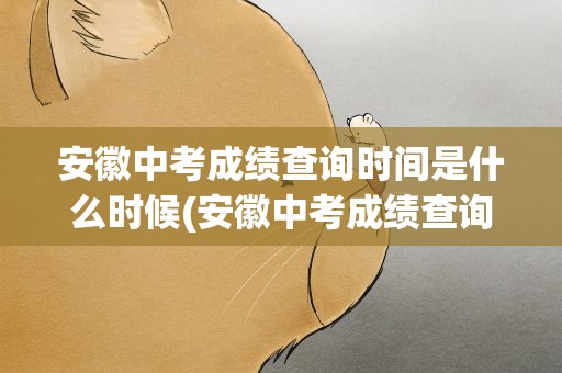 安徽中考成绩查询时间是什么时候(安徽中考成绩查询时间是什么时候的)