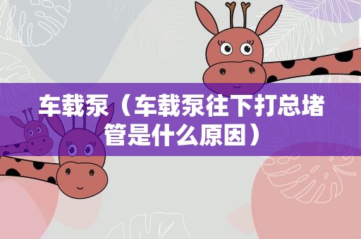 车载泵（车载泵往下打总堵管是什么原因）