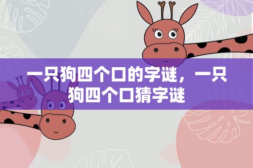 一只狗四个口的字谜，一只狗四个口猜字谜