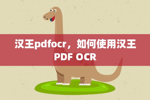 汉王pdfocr，如何使用汉王PDF OCR
