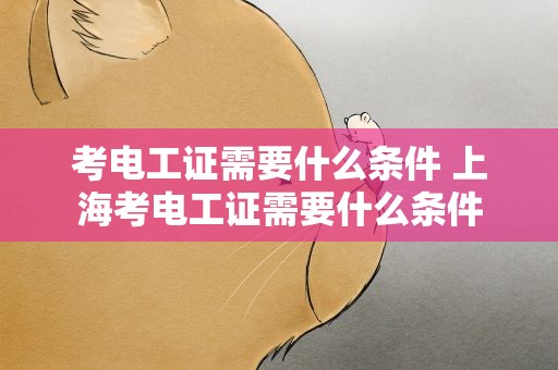 考电工证需要什么条件 上海考电工证需要什么条件