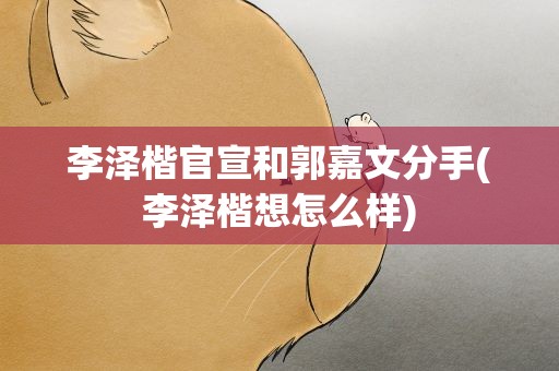 李泽楷官宣和郭嘉文分手(李泽楷想怎么样)