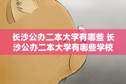 长沙公办二本大学有哪些 长沙公办二本大学有哪些学校
