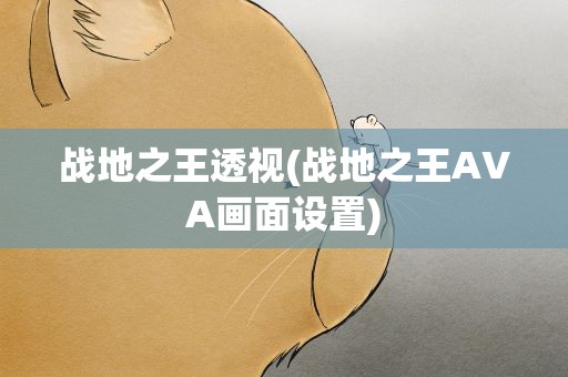 战地之王透视(战地之王AVA画面设置)