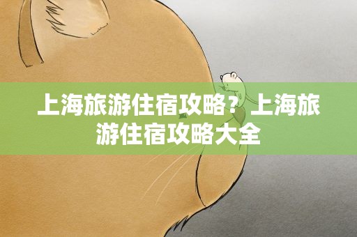 上海旅游住宿攻略？上海旅游住宿攻略大全