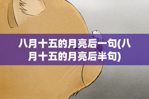 八月十五的月亮后一句(八月十五的月亮后半句)